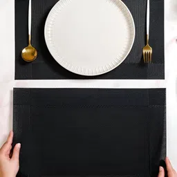 Nestasia Black 6 Pieces Textured Anti-Slip Table Placemats image 5