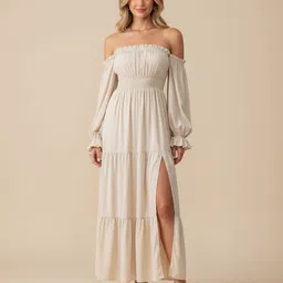 DressBerry Women Off-Shoulder Satin Maxi Dress-picture-14