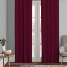 Aura Maroon 2 Pieces Black Out Door Curtains-picture-24