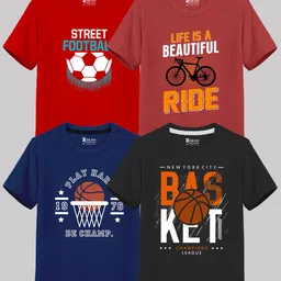 kids basket Kids Pack of 4 Basket Boys Graphic Printed Round Neck Cotton T-shirts-picture-42