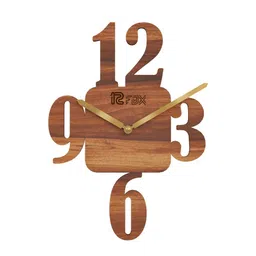12 fox Brown Wooden Analogue Wall Clock-image-56