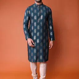 TABARD Men Woven Design Festive Cotton Straight Kurta-image-12