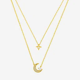 Kushal's Fashion Jewellery Gold-Plated Zircon Stone Studded Layered Necklace image 2