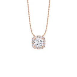 LUNA Women14Kt Rose Gold Lab Grown Halo Halo Pendant Diamond Chain - 2.44g-picture-29