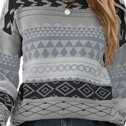 StyleCast Women Geometric Printed Regular Pullover Sweater image 2