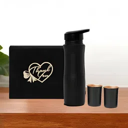 INTERNATIONAL GIFT Black Set of 3 Copper Solid Water Bottle-image-20