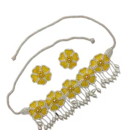 Digital Dress Room Flower Beaded Studded Necklace & Earrings image 5