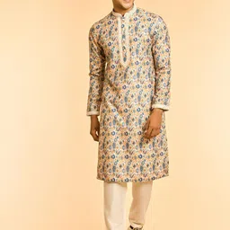Diwas by Manyavar Men Geometric Printed Kurta with Pyjama-picture-36
