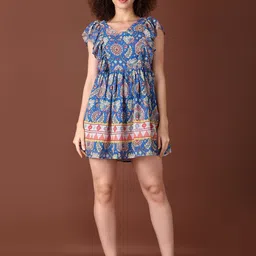 LIMEROAD Ethnic Printed V-Neck Ethnic Dress-picture-41