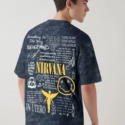 Crazymonk Men Nirvana Acid Wash Graphic Printed Oversized Cotton T-shirt-picture-25