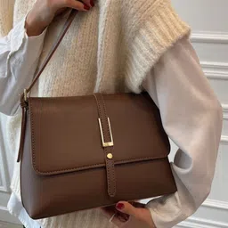 KPOP Women Solid Structured Shoulder Bag image 3