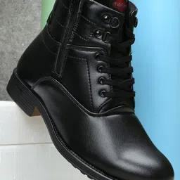 Field Care Men High Top Lace Up Block Heel Biker Boots-picture-21