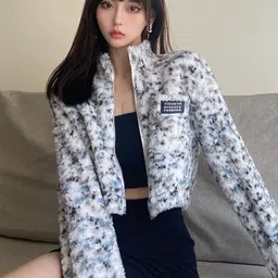 KPOP Women Crop Open Front Jacket image 3