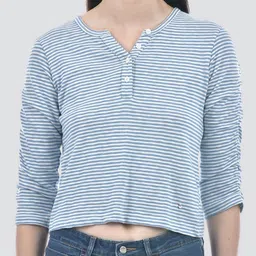 Numero Uno Striped Cotton Henley Neck T-shirt image 5