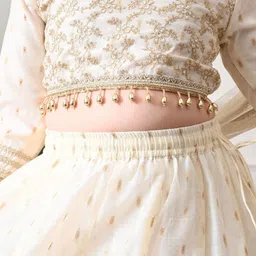 Indi-Loom Couture Girls Embroidered Organza Ready To Wear Lehenga & Blouse With Dupatta image 3