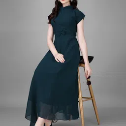 Krunal Raiyani Georgette Fit & Flare Midi Dress-picture-28