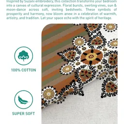 MYTRIDENT White Ethnic Motifs 144 TC King Bedsheet with 2 Pillow Covers image 2