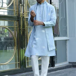 KRAFT INDIA LUXE Ethnic Motifs Embroidered Regular Sequinned Kurta With Trousers & Dupatta-picture-40