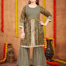 BAESD Girls Printed Regular Cotton Kurta with Sharara-picture-23