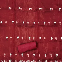 SHADOW & SAINING Embroidered Organza Unstitched Dress Material image 4