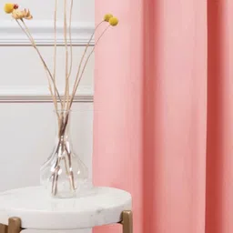 HOMEMONDE Peach-Coloured Set of 2 Black Out Window Curtain image 2