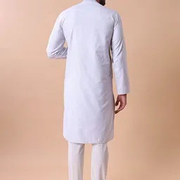 MAAHI FABS Men Ethnic Motifs Embroidered Mandarin Collar Pure Cotton Kurta with Pyjamas image 3