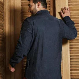 Instafab Plus Vertical Stripes Self Design Comfort Relaxed Fit Shirt image 5