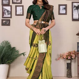 oxalis Woven Design Ethnic Motifs Zari Detail Banarasi Saree image 3