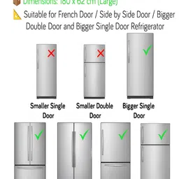 HOKIPO White & Blue Boho Feathers Waterproof Fridge Cover With 6 Side Pockets image 2