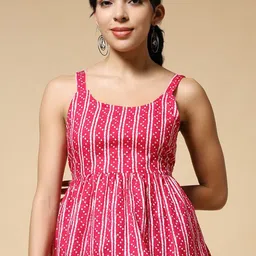Istyle Can Women Bandhani Print Cotton Peplum Top-picture-31