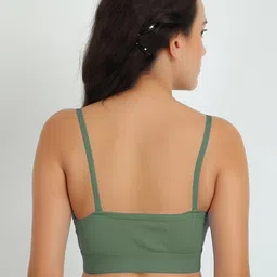 samvar Women Cotton Dark Green,Green Non Padded Non-Wired Lingerie Bra Sport wear Gym Crop Tank Top image 2