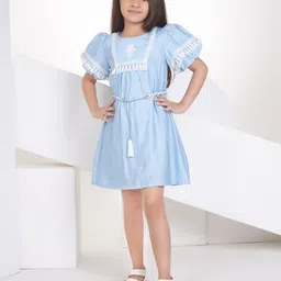 Peppermint Girls Solid Embroidered A-Line Dress image 1