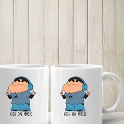 Mr UVD White & Blue Shinchan Printed Ceramic Glossy Mug - 350 ml image 4