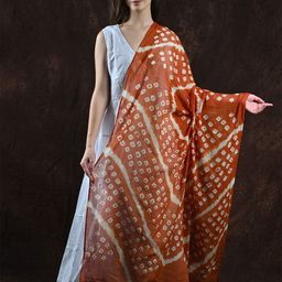 Exotic India Bandhani Leheria Tie-Dye Printed Pure Cotton Dupatta From Gujarat-picture-2