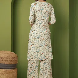 Anouk Floral Printed Straight Kurta With Palazzos image 4