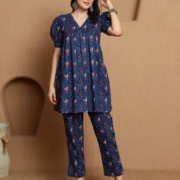 Sangria Printed Pure Cotton Top With Trouser Co-Ords image 1