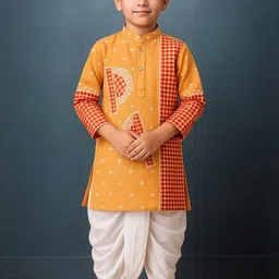 Cae Boys Printed Regular Pure Cotton Kurta with Dhoti Pants-picture-53