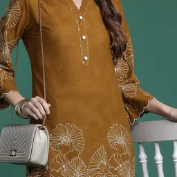 Indo Era Embroidered Straight Tunic & Trousers Co-Ord Set image 5