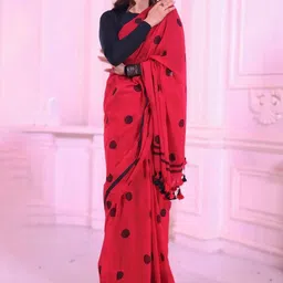 Ruuprekha Polka Dot Printed Pure Cotton Saree-picture-17