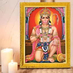 Art Street Orange Coloured & Pink Lord Hanuman Religious Wall Paintings-picture-35