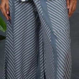 Chidiyaa Women Beneath The Monsson Smart Sky BMS Moon Over Lake Grey Block Printed Pants image 2