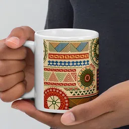 Mr UVD Brown Abstract Printed Ceramic Glossy Mug 350 ml image 3