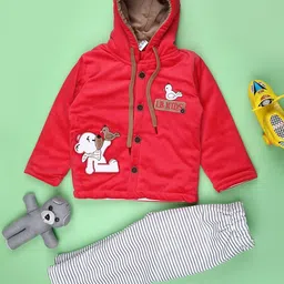 V-Mart Infant Boys Printed Hooded Pure Cotton Sweatshirt With Pajamas-image-70