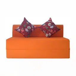 FRIENDS LIFE Orange-Coloured & Maroon 2 Seater Fold Out Sofa Cum Bed-picture-38