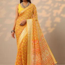 Libas Ethnic Motifs Printed Zari Pure Georgette Saree image 2