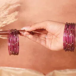 THE GOLDEN CASCADE Set Of 12 Artificial Beaded Bangles image 2
