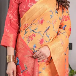 ALMAARI FASHION Floral Printed Pure Cotton Saree image 4