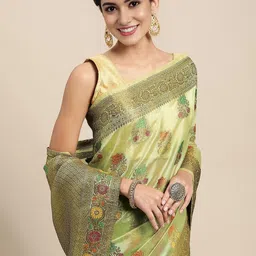 KIMISHA Ethnic Motifs Zari Organza Banarasi Saree-picture-19