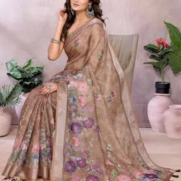 Mameraa Floral Printed Zari Saree image 2