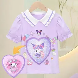 YK Girls Printed Hooded T-shirt-image-73